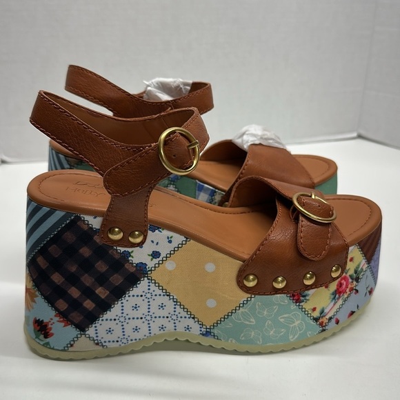 Dolls Kill x Holly Hobbie Platform Heels Sandals Stitched With Love Patchwork 10 - Picture 9 of 10